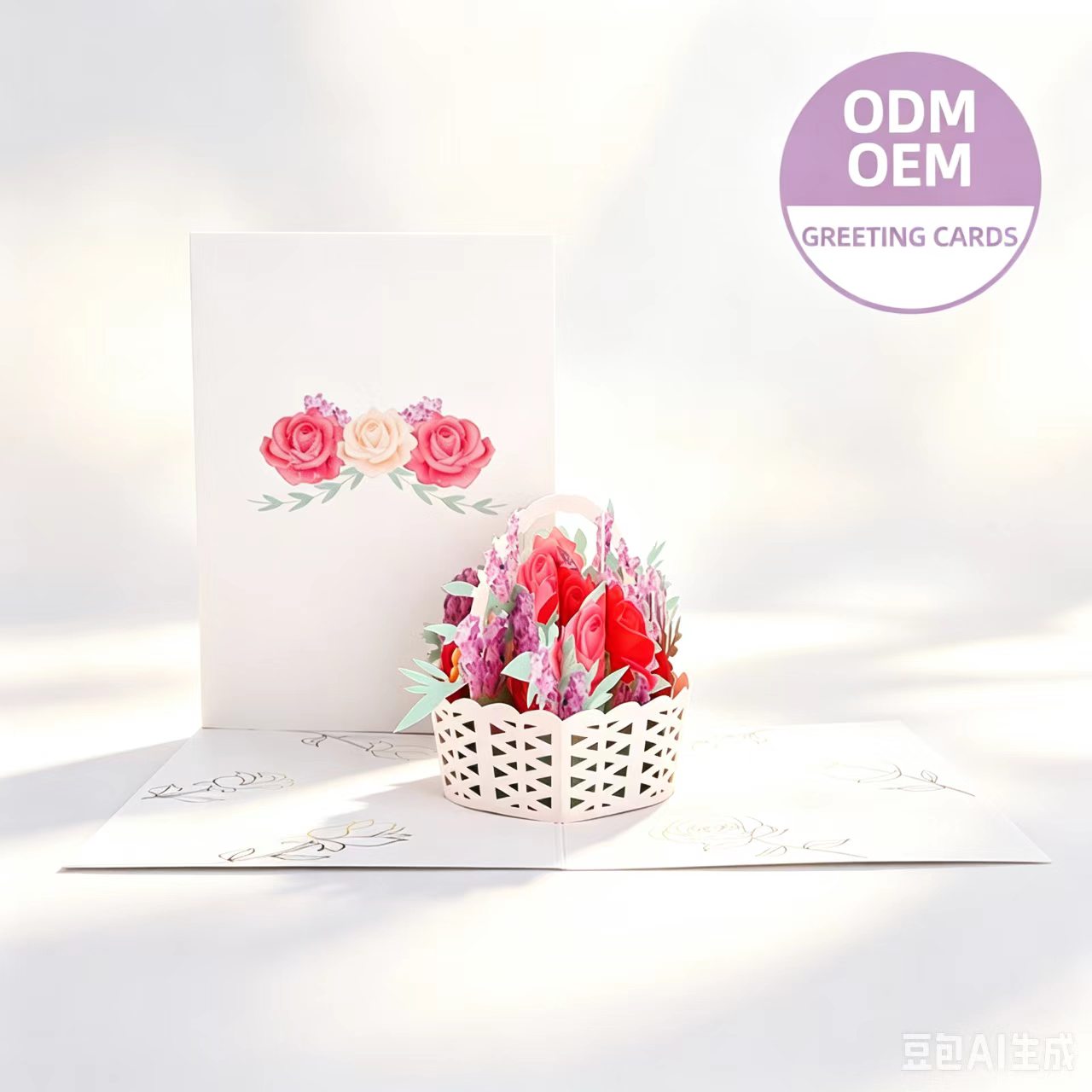 3d pop up flower basket greeting card