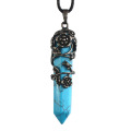 Crystal Necklace Natural Reiki Healing Stone Pendant with Chain Gemstone Quartz Chakra Yoga Pendulum Divination Energy Jewelry