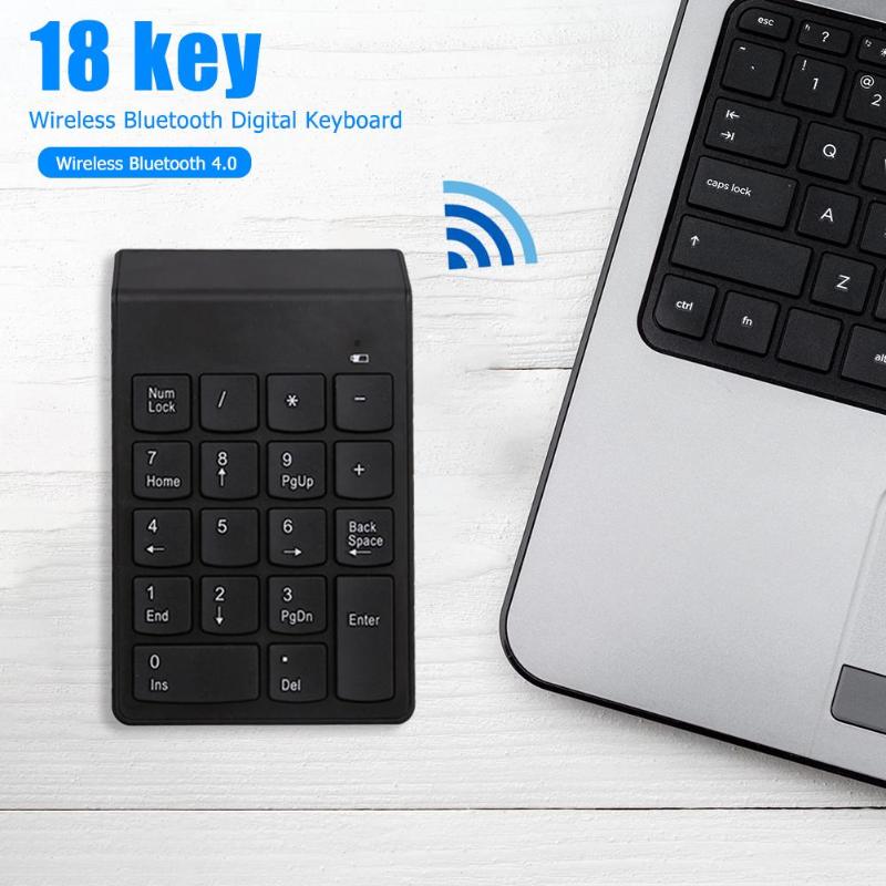 18 Keys Bluetooth Wireless Numeric Keypad Mini Numpad with More Function Keys Digital Keyboard For PC Accounting Tasks