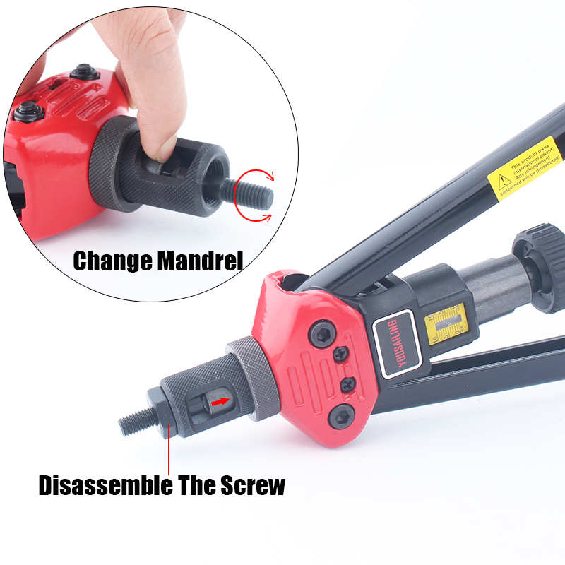 YOUSAILING BT-607 16" Heavy Duty Manual Riveter Guns Hand Riveting Tool Hand Rivet Nut Gun M3/M4/M5/M6/M8/M10/M12