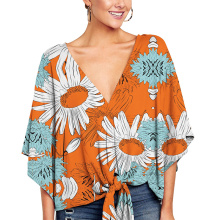 Womens Casual Floral Blouse Loose Tops