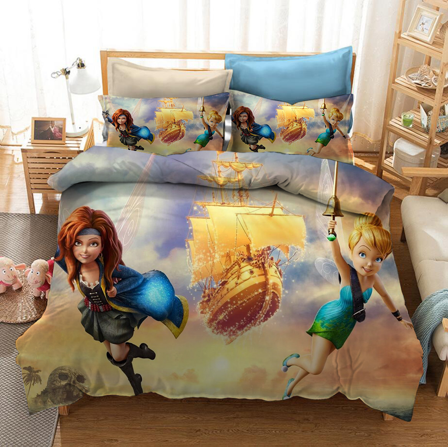 Disney Tinker Bell Fairy of the Wings Bedding Sets Duvet Cover and Pillowcase Full Size Bed Set Comforter Set for Home Decor