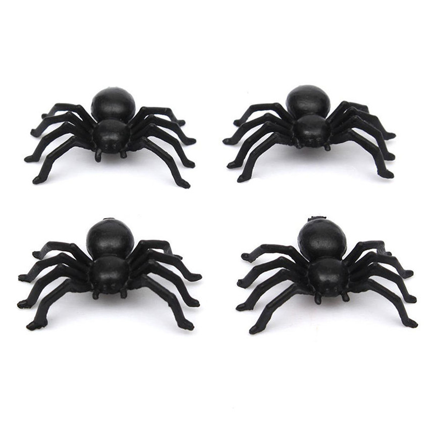 50x Plastic Black Spider Trick Toy Party Halloween Haunted House Prop Decor Toy Plush Black Multicolour Style For Party Hallowe