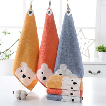 Children Towels Baby Face Towel Cute Cartoon Bear Pattern Hangable Hand Towel Soft Cotton Towels Kids Bathroom Products