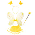 4Pcs Kids girls Fairy Princess Costume Sets colorful stage wear Butterfly Wings Wand Headband Tutu Skirt