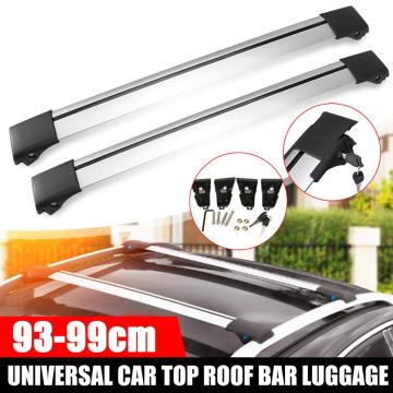 2X 93cm - 99cm 97cm Universal Car Roof Rack Basket Top Rail Cross Strip Bar Luggage Carrier for Raised Rail