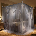 Quadrate Palace Mosquito Net Stainless Steel Frame Romantic Lace Bed Canopy Nets Three-door Bedcover Curtain Home Textiles Decor