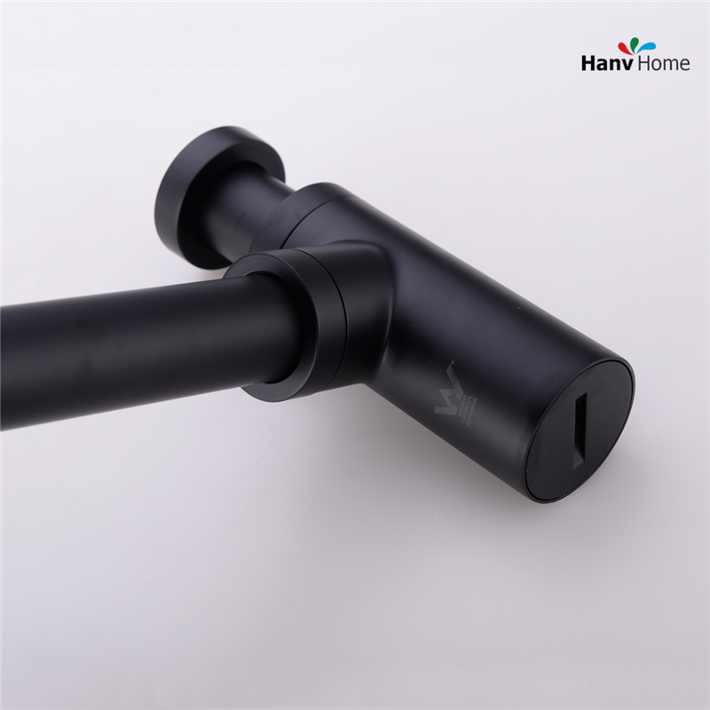 Luxury Matte Black High Quality Brass Body Euro Basin Bottle Plumbing P-Trap Wash Pipe Waste Bathroom Sink Trap