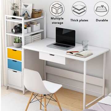 Laptop Desk with Shelves Drawers Computer Desk with CPU Stand Home Office Gaming Table Workstation Study Writing Desk Modern