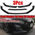 3Pcs Glossy Black Car Front Bumper Chin Lip Splitterr Lip Spoiler Diffuser Protection Caver Trim For Honda For Accord 2018 2019