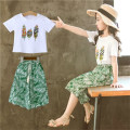 Summer Girls Clothes Sets Baby Girl Short Sleeve Shirt Top+Shorts Suit Kids Clothing Leaves Printed Children's Clothes