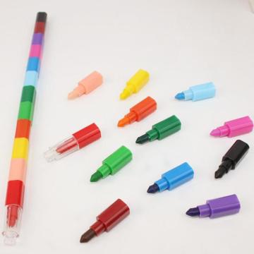 New 1 Set Colorful 12 Colors Oil Paint Pen Craton Stacker Pencils Drawing Pen Art Painting Gift For Children Kids Pastel Crayons