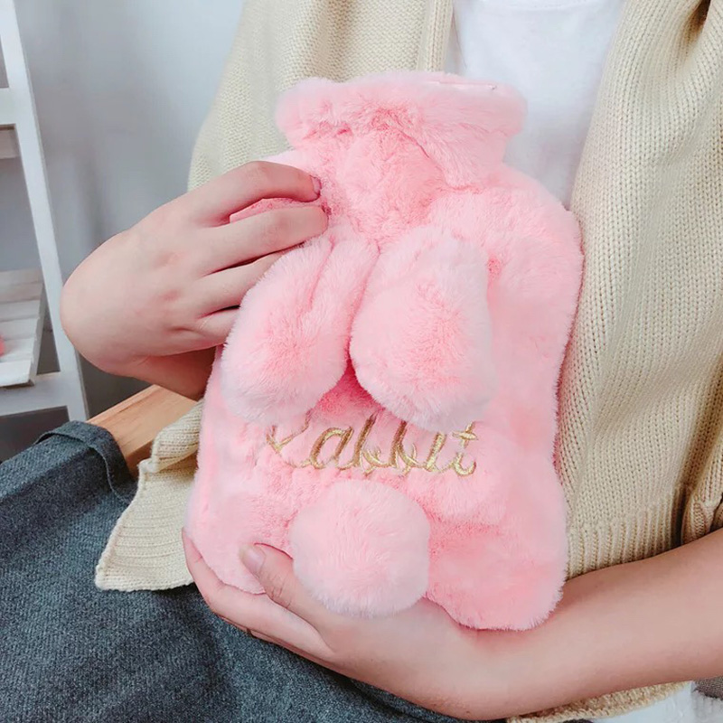 hot water bottle soft to keep warm in winter portable and reusable protection plush covering washable and leak-proof
