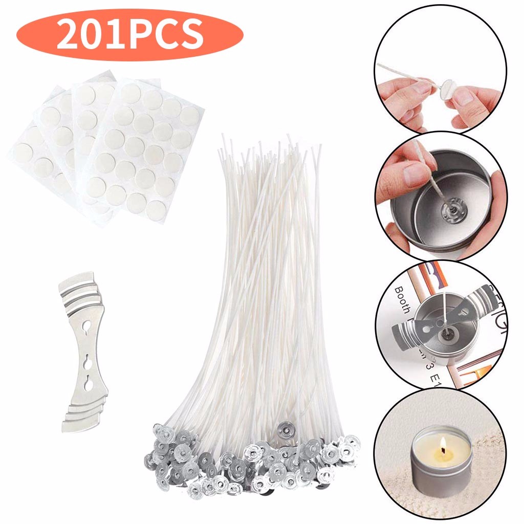 201pcs Candle Wick Smokeless Pre Waxed Candle Wick Candle Cotton Candles Accessories Making Material Decoration