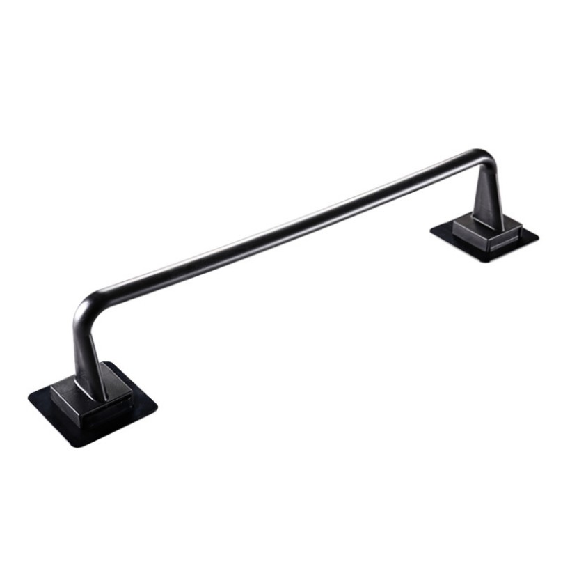 Black Plastic Wall Mounted Bathroom Towel Bar Self-adhesive Towel Rack Towel Ring Bathroom Supply