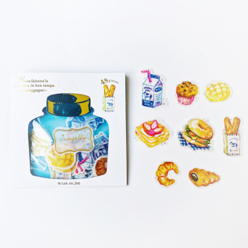 1 Pack ( 48 pcs stickers) Bread Breakfast Hot Stamping Decorative Stickers Diary Notebook Decoration