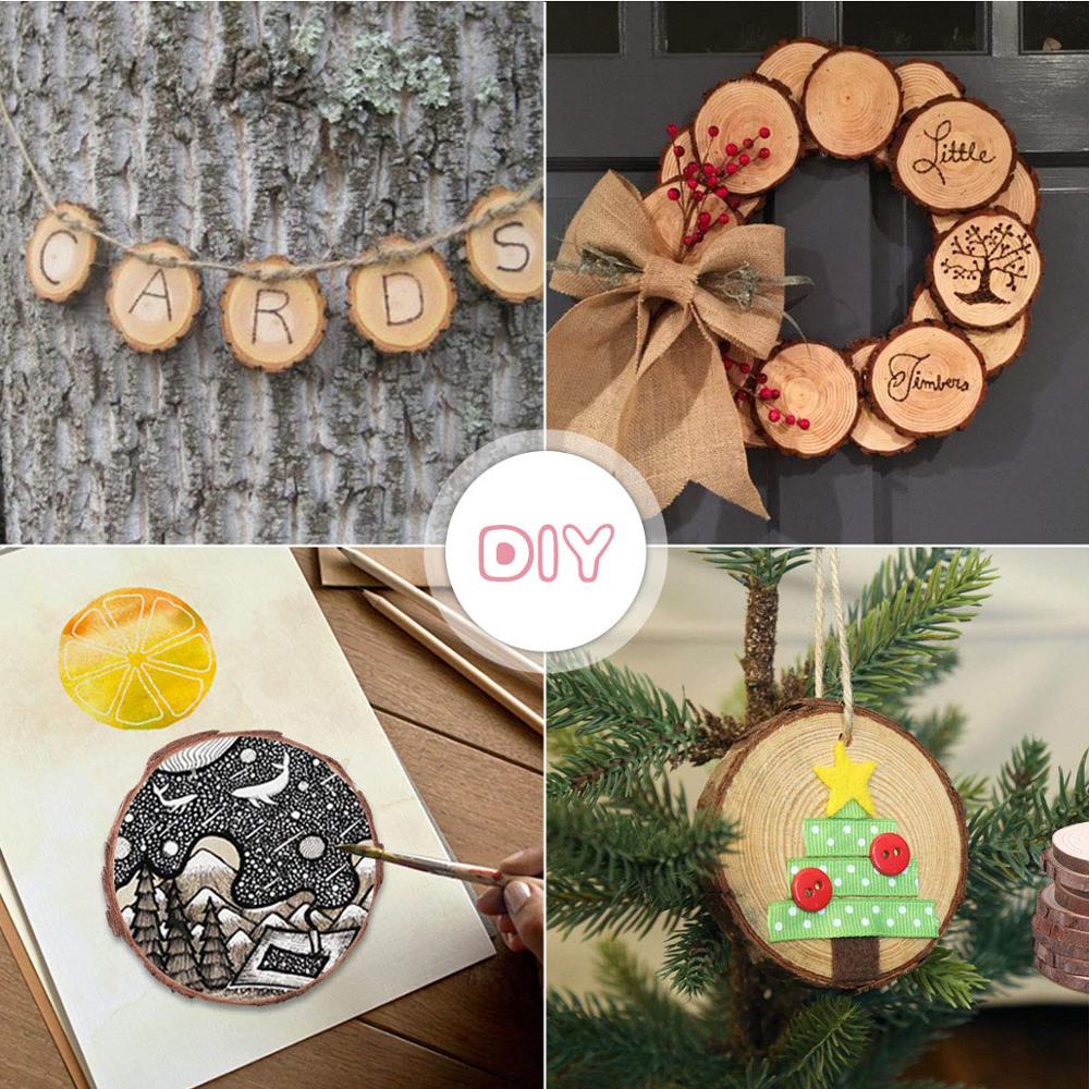 1 pack Blank Christmas Xmas Tree Wood Log Slices Discs Cutout Circle Wood Disks diy craft decorations Accessories art graffiti