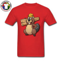 Cute Beaver Cotton Fabric Round Collar Tops & Tees For Student Latest Casual Tshirt Novelty Gaming Print T Shirt Boy