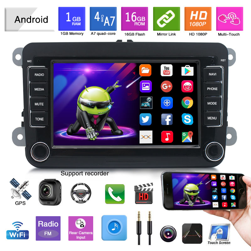 Essgoo Android 7'' Car Radio For Volkswagen For VW Car Multimedia Player Support GPS Navigation Autoradio 2din Stereo Video MP5