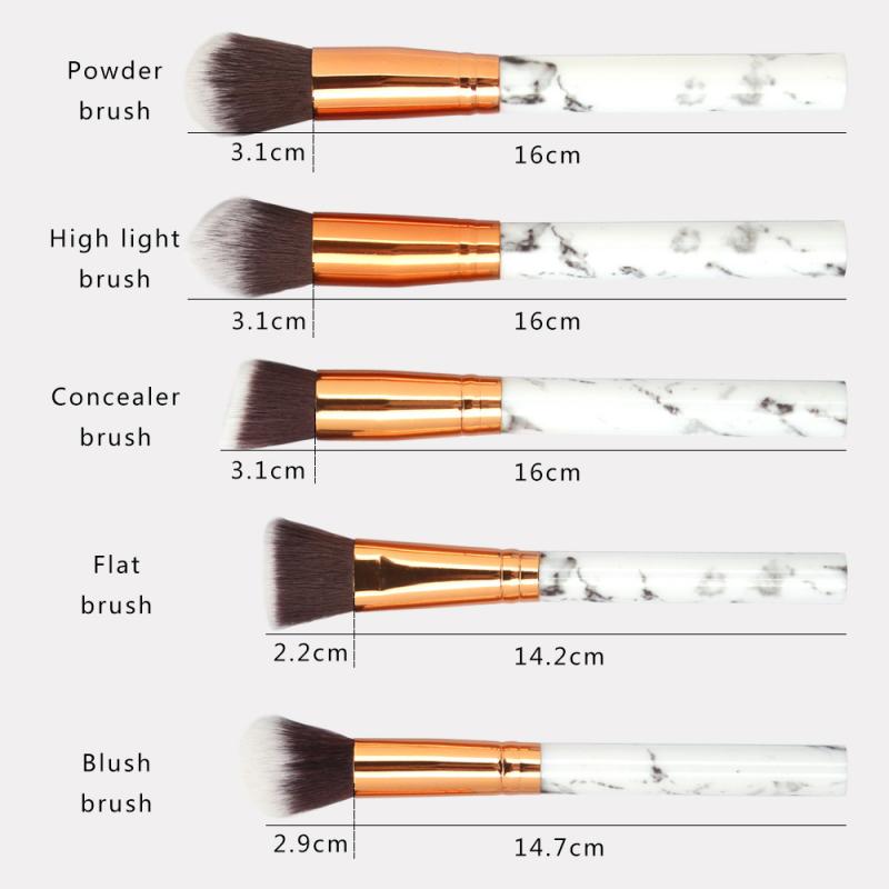 MAANGE 10 pcs/Set Makeup Brushes Sets Multifunctional Eyeshadow Powder Foundation Lip Eyeliner Blush Marble Makeup Brush Tools