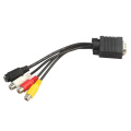 Black VGA SVGA male, S video 3 RCA audio video AV cable converter