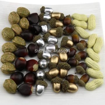 Gresorth 60 PCS Fake Nuts Artificial Acorn, Peanut, Walnut, Chestnut DIY Craft Home Decoration