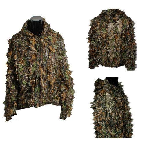 ELOS-Polyester Durable Outdoor Woodland Sniper Ghillie Suit Kit Cloak Military 3D Leaf Camouflage Camo Jungle Hunting Birding