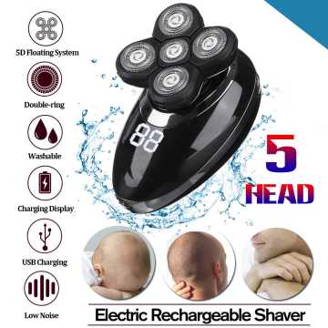 5D Electric Shaver For Men Bald Head Polish Hair Clipper Trimmer Floating 5 Blade Heads Shaving Machine Rechargeable Razors