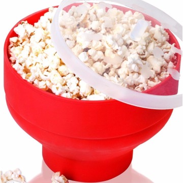 1PC New FDA Silicone Red Popcorn bowl Home Microwaveable Pop Corn Maker Bowl Microwave Safe Popcorn Bakingwares Bucket LN 002