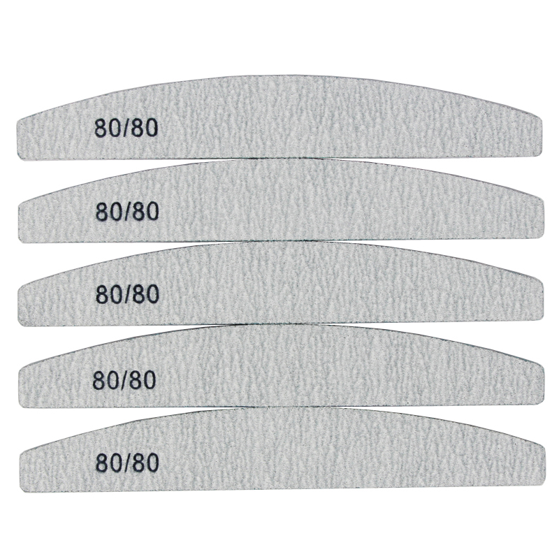 50Pcs/Pack Zebra Curve Nail Files 80/80 Grit Double Sided Gray Buffer Block Files UV Gel Salon DIY Beauty Nails Care Tools