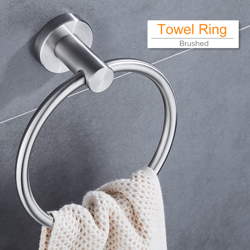 304 Stainless Steel Bathroom Towel Ring Hand Towel Holder Circle Rings Door Hanger Towels Rack Bathroom Hardware Set Wall Mount