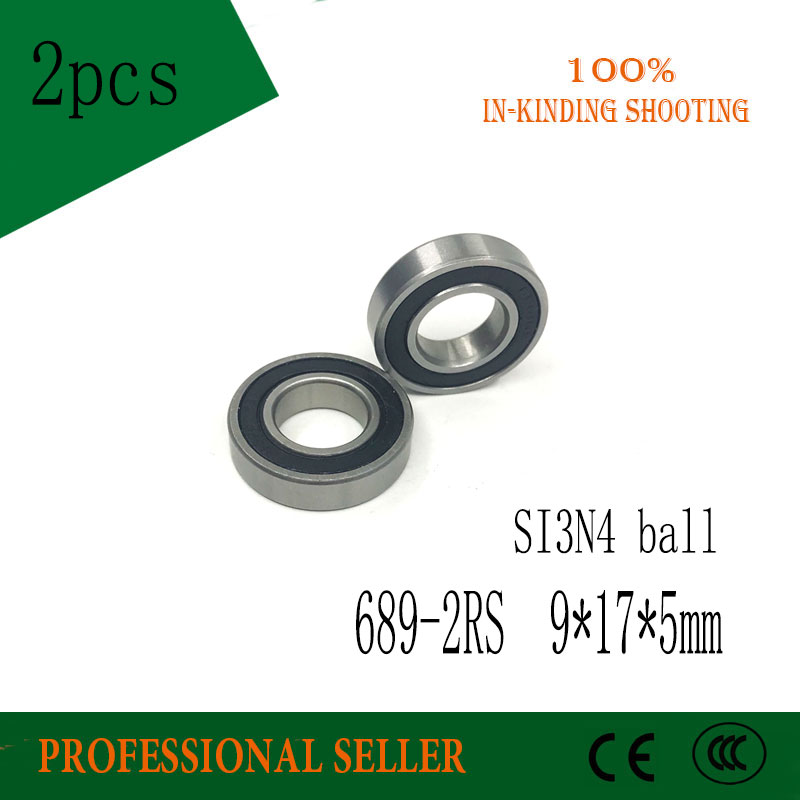 2pcs 689-2RS 9x17x5mm hybrid ceramic Si3N4 ball bearing G5 grade ceramic ball for bicycle 689 2RS