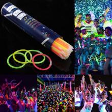 100pcs Fluorescence Light Glow Sticks Bracelets Necklaces Party Stickers Sports Event Festive Party Neon Light Stick Supplies