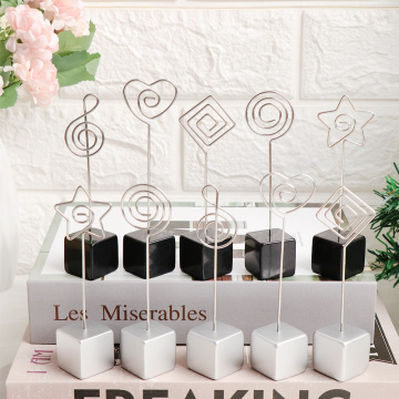 1 PC Black Silver Cube Stand Alligator Wire Photo Clip Memo Card Holder Table Wedding Party Place Card Note Clamp Office Supply