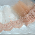 12CM Wide Luxury Orange Tulle Fabric Embroidery Flowers Lace Ribbon Edge Trim For Wedding Dresses Head Veil DIY Sewing Supplies