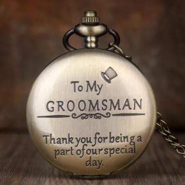 Best Gift for Groomsmen Pendant Quartz Pocket Watch Chain Necklace Fob Watches Men Wedding Boy Gift Present reloj de bolsillo
