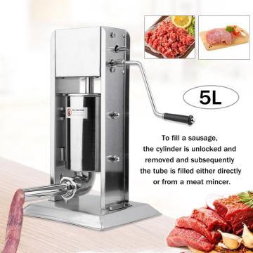 5L Manual Vertical Homemade Sausage Stuffer Stainless Steel Sausage Filling Machine Sausage Syringe Meat Filler Sausage Maker