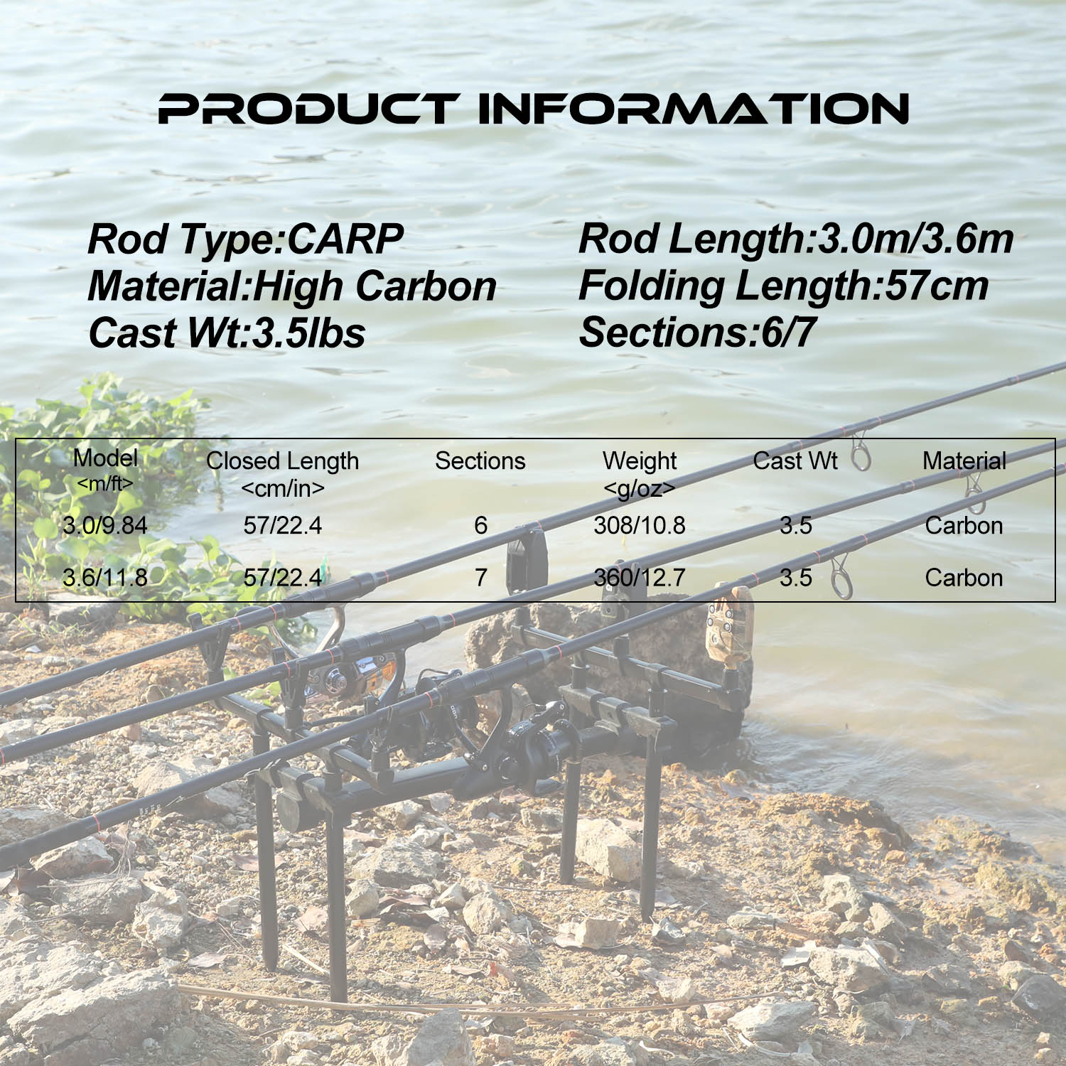Sougayilang 3m 3.6m Top Quality Carbon Fiber Carp Fishing Rod Portable 3.5LB 6/7 Section Spinning Feeder Rod Hard Pole Pesca