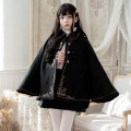 Japanese Anime Girl Autumn/winter Cool Night Earl Handsome Embroidered Dovetail Cape Thickened Coat Lolita Cloak Loli Top
