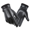 Men Gloves Fashion Black PU Leather Long Keeper Male Thin Style Driving Gloves Non-Slip Full Fingers Palm Touchscreen ST068