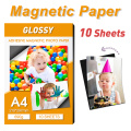 UniPlus 10 Sheets A4 Magnetic Printer Paper High Glossy Adhesive Photo Paper DIY Album Sticker for Inkjet Printer Sticky Magnet