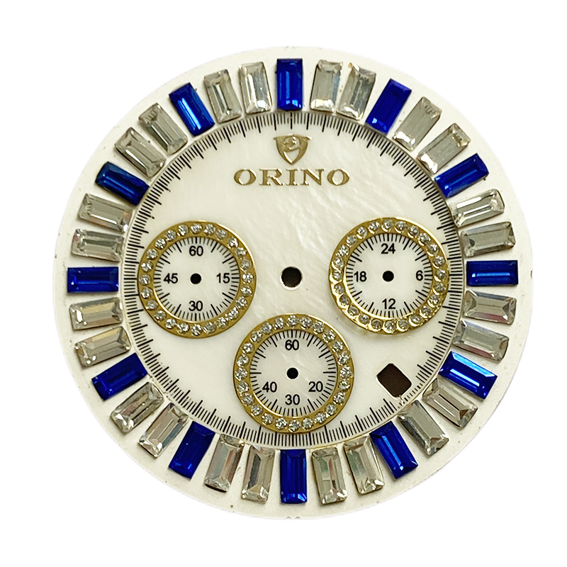 Baguettes inlaid on watch dial 