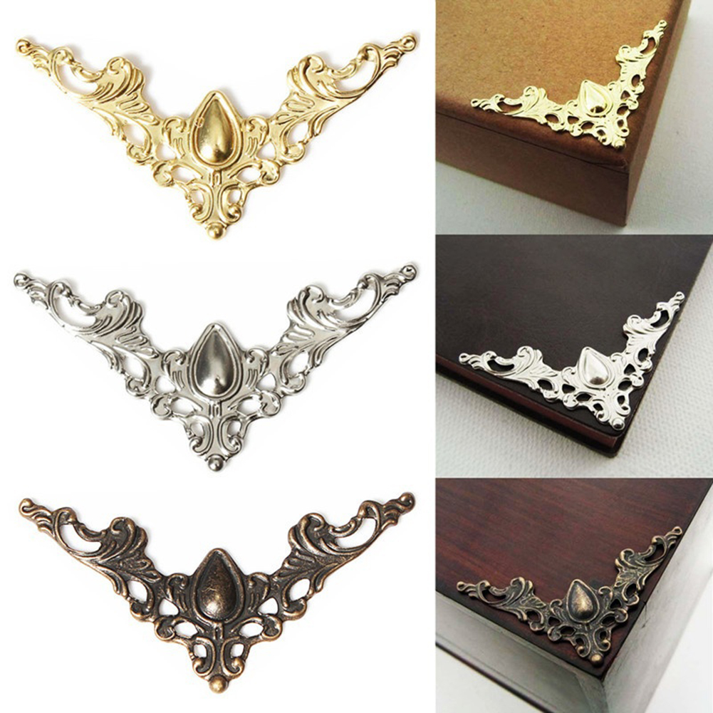 24 Pcs Jewelry Iron Case Scrapbook Box Desk Corner Decorative Guard Corner Sticker Crafts Retro Home Ornament