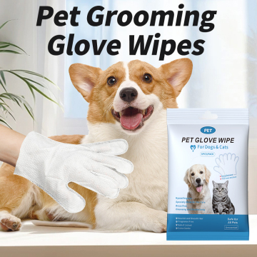 Pet Cat Dog Grooming Gloves Wipes White