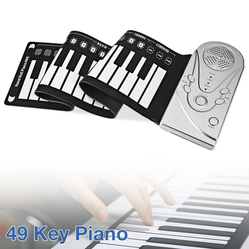 49 Keys Electronic Portable Flexible Silicone Hand Roll Up Piano Built-in Speaker Children Toys Keyboard Organ