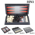 3 In 1 Magnetic Chess Backgammon Checkers Set Folding Chess Portable International Chess Board Game for Kids Toys Funny Gift