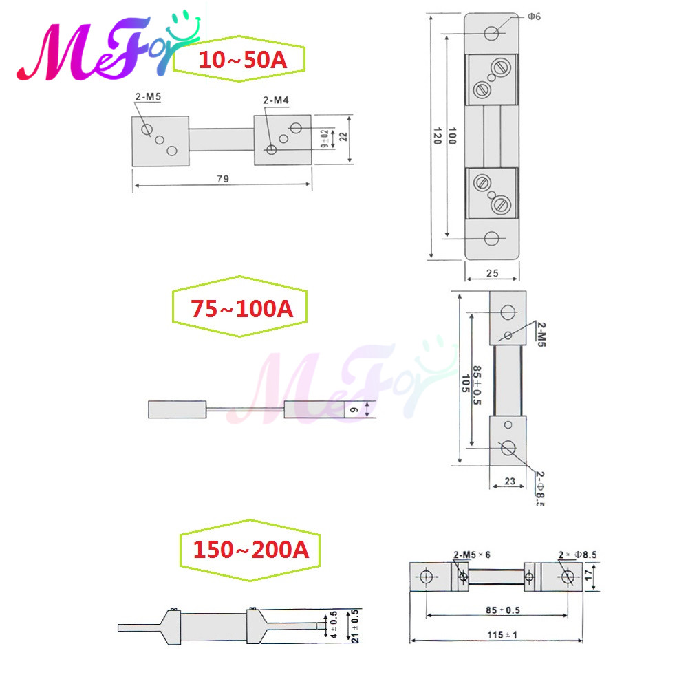 10A 15A 20A 30A 50A 75A 100A 75mV Digital Voltage Meter External Shunt DC Voltmeter Ammeter Current Shunt Resistor With Base