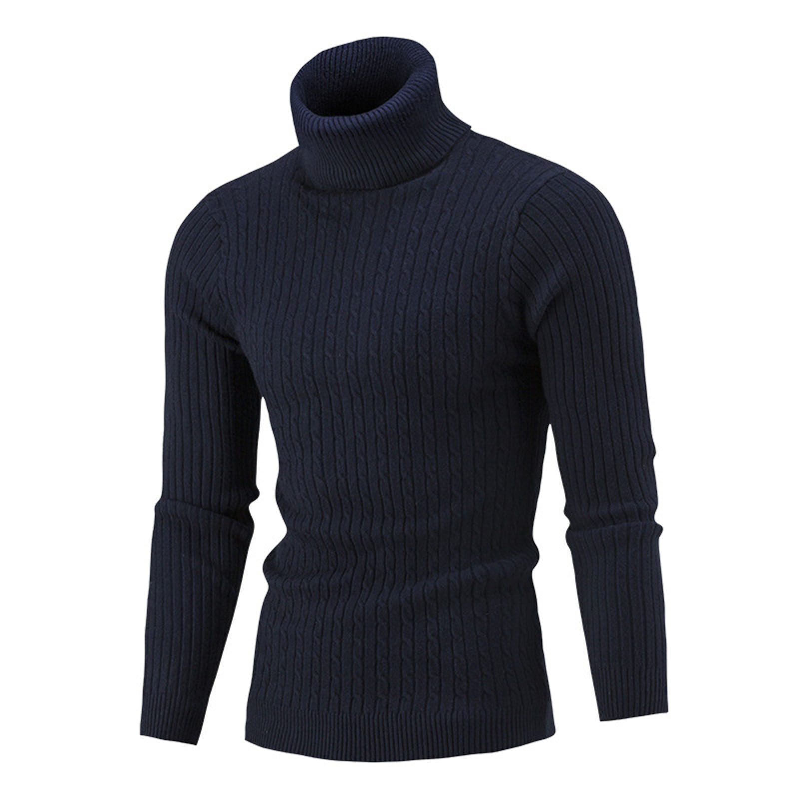 Men's Autumn Winter Casual England Style Long Sleeve Cotton Solid Color Turtelneck Sweater Pullover Sweaters Tops