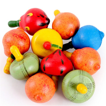 Wooden Fruit Gyro Toys For Children Wooden Gyro Small Little Hand Rotation Wooden Toy Spinning Tops Fr Baby Kids Toy