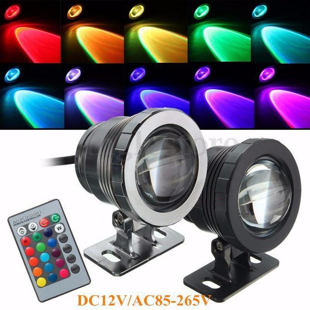 Pool Lights 16 Color 10W IP65 Waterproof RGB Underwater LED Light Submersible LED Underwater Light Swimming Pool Wedding Party